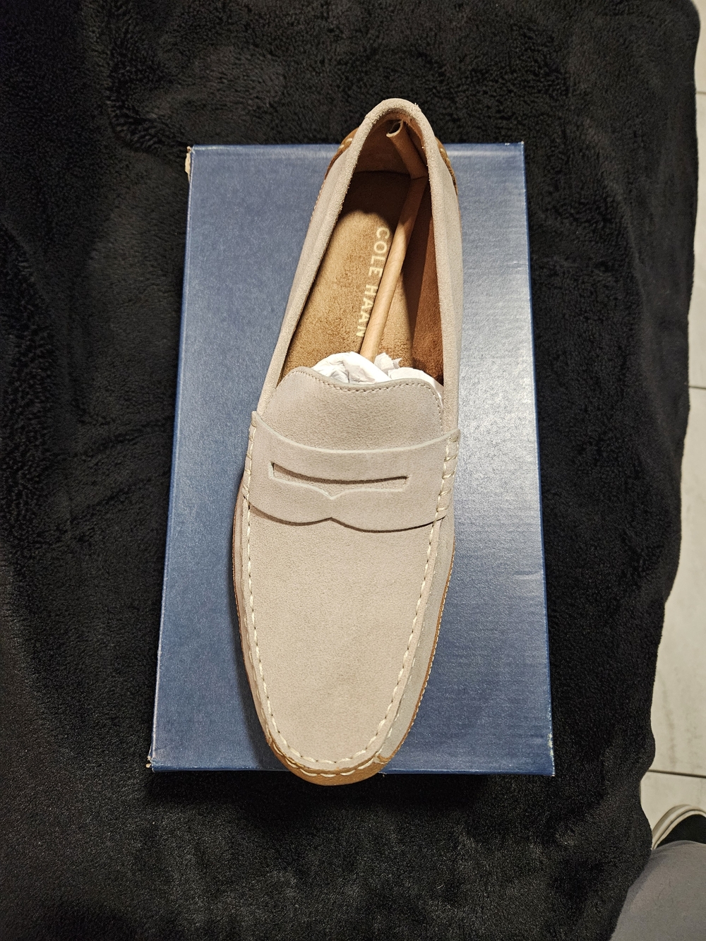 Cole Haan Men's Suede Penny Loafers in Light Beige